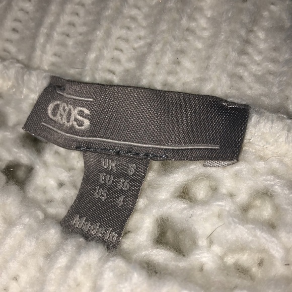 ASOS Crew Neck Long Bell Sleeves Cropped Open Knit White Popover Sweater Size 4 - Picture 9 of 11